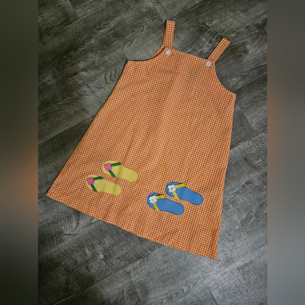 Ragsland Girls Dress Flip Flop applique with button up back Size 6